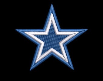 Blue white Star/5 point star - Embroidery File