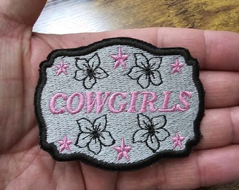 Cowgirls Belt Buckle Embroidery File – Flowers and Stars Patch (Digital Download)