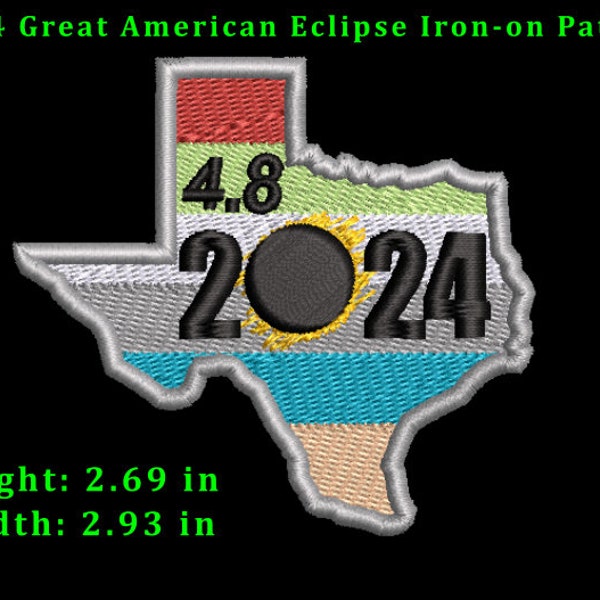 2024 Texas Solar Eclipse Patch - Celebrate the Great American Eclipse with this Texas commemorative patch.  Sized for hat or shirt pocket