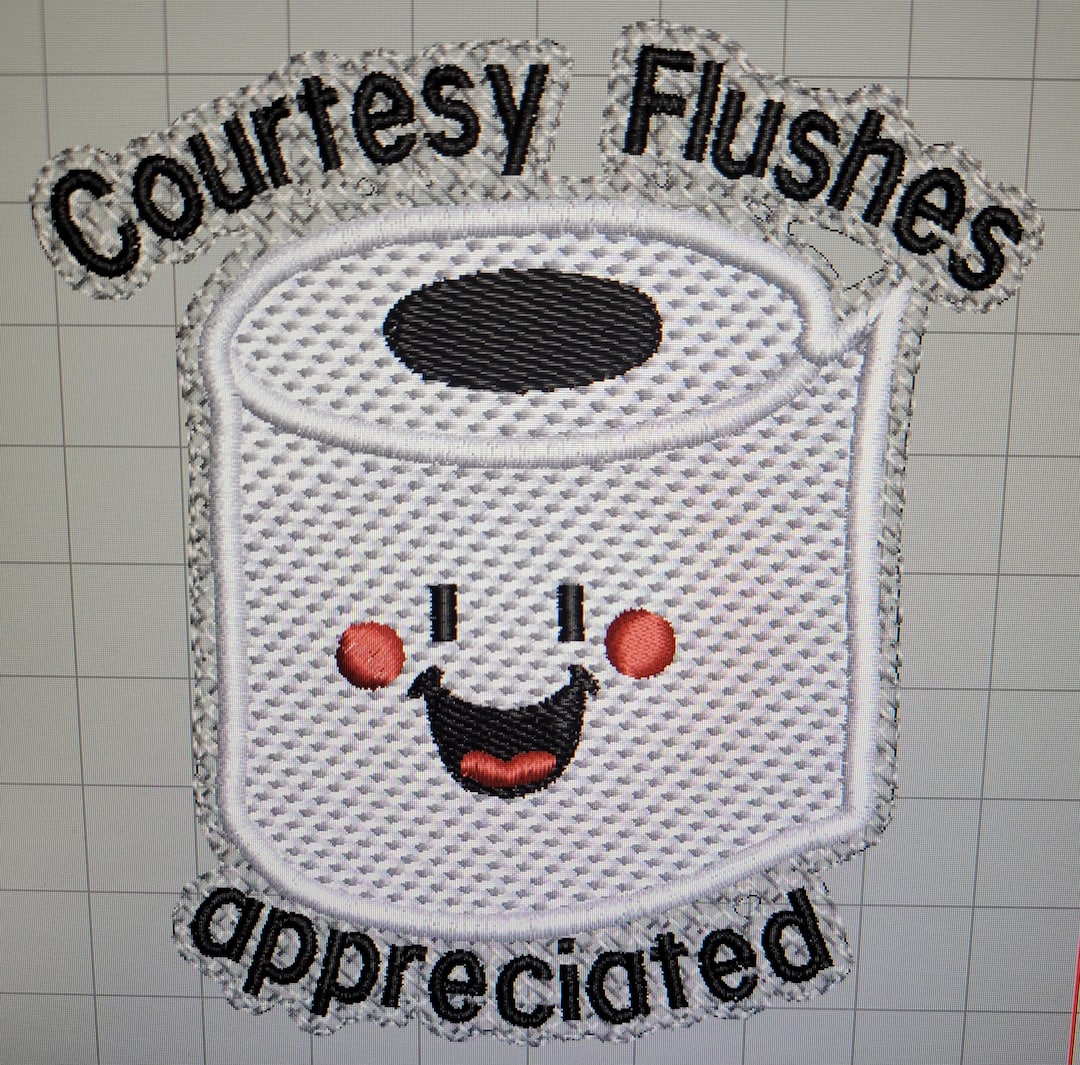Bathroom Hand Towel Embroidery Design - Courtesy Flush - Etsy