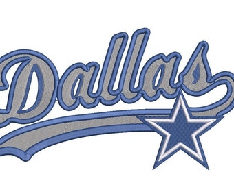 Dallas Spelled out along with a 5 point star - 4 different sizes Embroidery File
