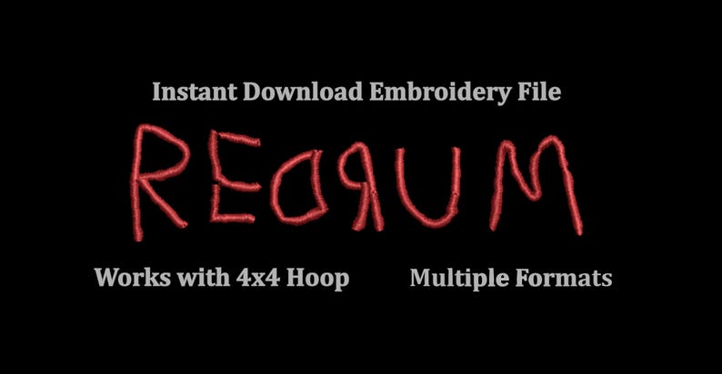 Redrum Transparent Background Redrum Digital Embroidery File - the Shining Movie. Multiple Formats ...