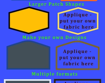 Patch&#39;s sized for hats to make your own unique designs -  Multiple formats. Filled version & applique version for each shape.  Size matters!