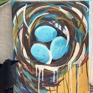 Bird Nest Eggs Painting
