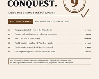 GCSE HISTORY Anglo-Saxon Norman England | Edexcel 1066-88 Revision Grade 9 Model Answers + Method | Instant Download