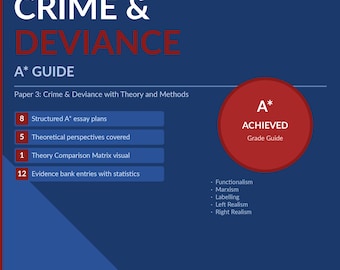 AQA Sociology Crime & Deviance Essay Plans | A Level Paper 3 | A* Guide | 8 Plans