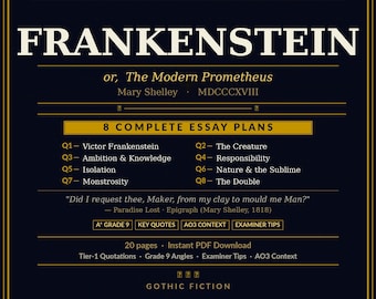 GCSE Frankenstein Essay Plans | Mary Shelley | AQA English Literature | A* Guide | 8 Plans