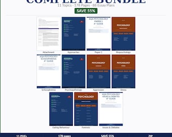 AQA Psychology Bundle | All 11 Topics | A Level Essay Plans | Complete A* Guide | Paper 1 2 3