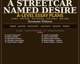 A Streetcar Named Desire Essay Plans | A-Level English Literature | AQA Edexcel OCR | Tennessee Williams PDF