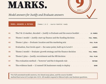 GCSE Business Edexcel Revision | 9 & 12-Marker Case Answers | Instant Download pdf