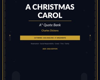 A Christmas Carol GCSE Revision Guide, AQA Grade 9 Quote Bank, AO2 Analysis and Key Quotations, English Literature Study Notes PDF
