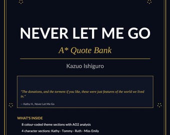 Never Let Me Go A* Quote Bank Study Guide, A Level English Literature, Kazuo Ishiguro, AO2 Analysis