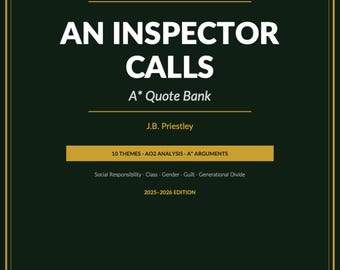 An Inspector Calls Quote Bank, AO2 Analysis and Key Quotations, English Literature Revision