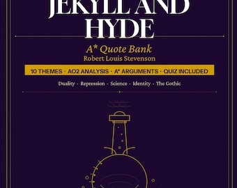 Jekyll and Hyde Quote Bank, AO2 Analysis and Key Quotations, GCSE English Literature Revision, Instant Download PDF