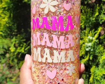 Groovy Mama Snow Globe Tumbler with Rhinestone Lid