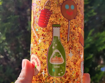 Mexican snacks glass snowglobe tumbler with rhinestone lid
