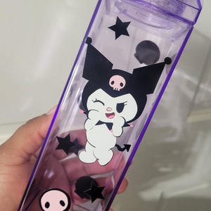 KUROMI にインスパイアされた牛乳パックのウォーターボトル、ゴシック、かわいい、かわいいドリンクウェア、紫の恋人、ギフト、ハート、星、かわいい美学