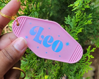 Holographic Zodiac Motel Keychain: Astrology Sign Car Key Tag