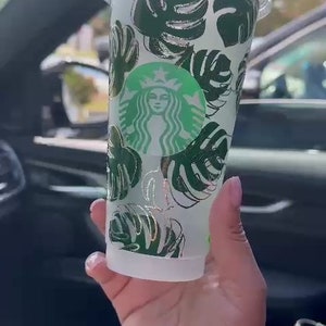 Monstera Starbucks cup, plant lovers, gift for her, christmas, iced coffee, recyclable, big plants, custom, personalized