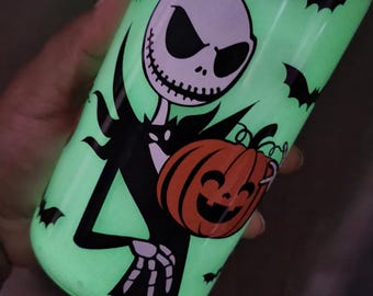 Jack Skellington Snow Globe Tumbler: Glow-in-the-Dark Halloween Drinkware