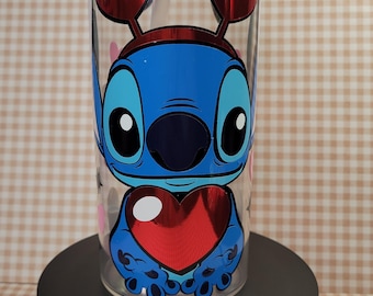 Alieno ispirato a San Valentino con cuori rossi cromati, bicchiere personalizzato, regali, kawaii, tazza carina e adorabile, tazza fredda, coperchio con strass