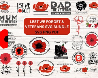Lest We Forget Svg Bundle Remembrance Day Svg Poppy Svg We Will ...