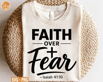 La foi sur la peur SVG PNG, citations inspirantes chrétiennes, croix minimales, citations chrétiennes de verset de la Bible, téléchargement numérique