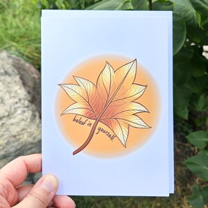 Biglietto di auguri motivazionale / Credi in te stesso / 5 x 7 / qualsiasi occasione, regalo, autunno, foglia, pianta, laurea, ritorno a scuola, amico