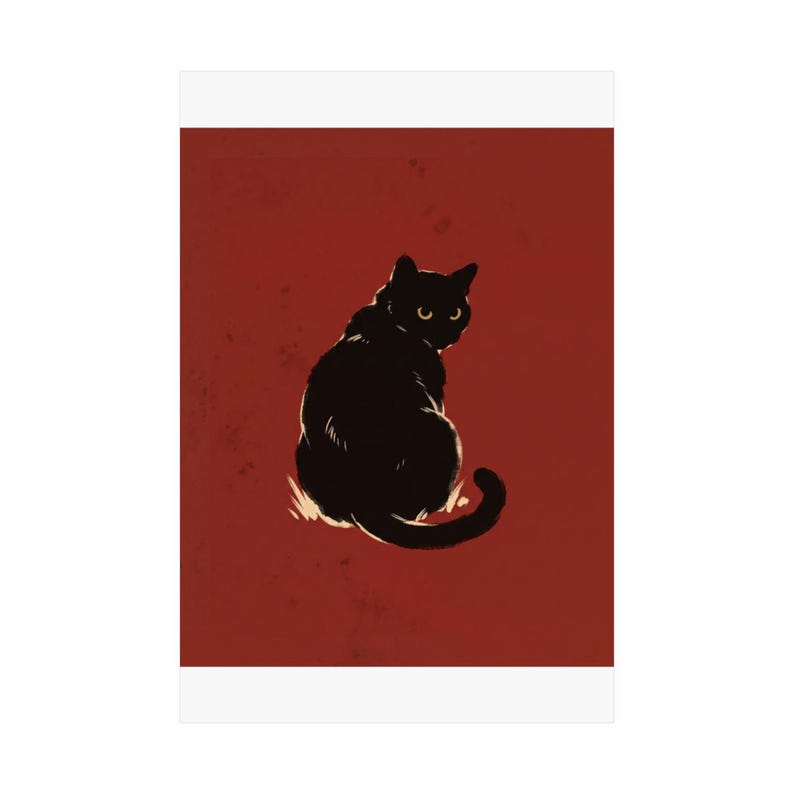 Vintage Black Cat Art Retro Japanese Style Drawing Print Japan Edo ...