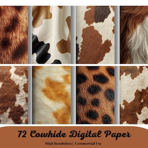 Cowhide Digital Paper, seamless leather textures digital paper, western backgrounds, commercial use instant download