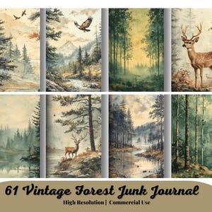 Vintage Wald Textur Junk Journal Papier, Wald Ephemera Kit, Wald Collage Scrapbook Papier, druckbare horizontale digitale Seiten