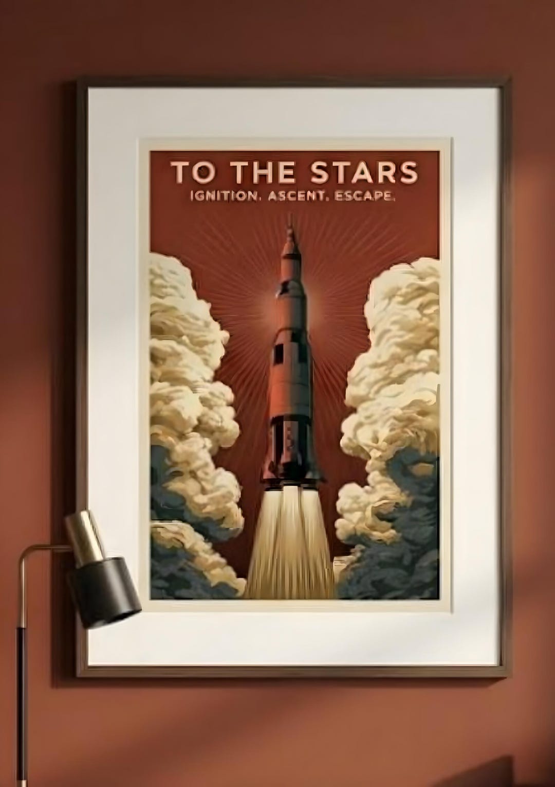 Retro Space Rocket Print, Vintage Apollo Launch Poster, Mid Century ...