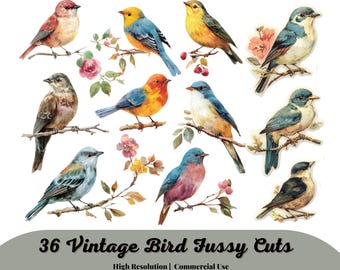 Vintage Bird Fussy Cuts - Junk Journal , Printable Journal, Junk Journal Tags, Junk Journal Ephemera