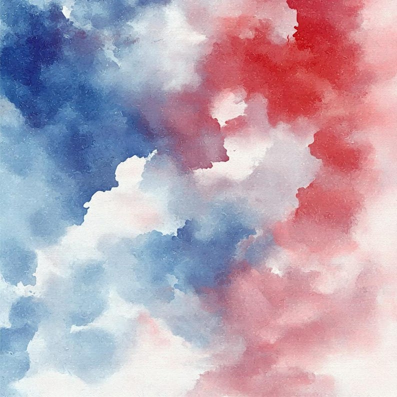 Red and Blue Watercolor Digital Paper - Patriotic Watercolor Textures ...