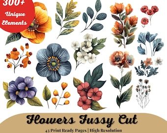 Fussy cut flowers printable kit, Fussy Cut Shabby Scraps, Fussy Cut, Junk Journal, Stickers, Bullet Journal, Ephemera, Label, Rose