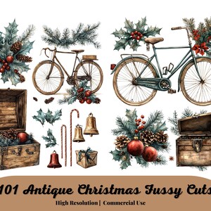 Antique Christmas Fussy Cuts, Junk Journal Kit, Junk Journal Printable, Journal Ephemera, Christmas Journal, Vintage Christmas, Tags