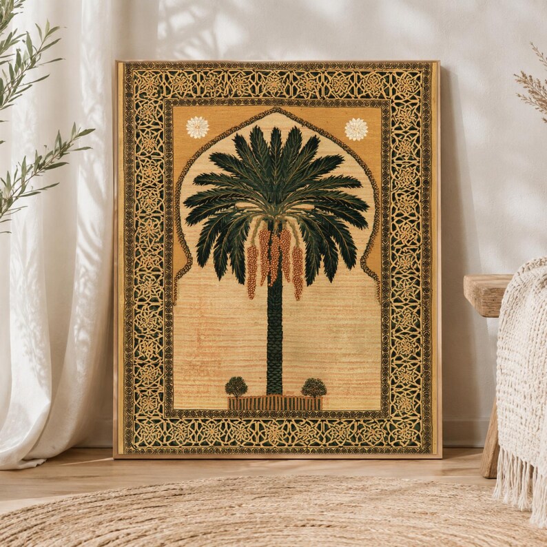 Persian Date Palm Poster, Middle Eastern Wall Art, Traditional Oriental
