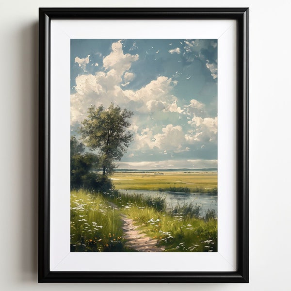 Rustic Country Wall Art | Vertical Landscape Painting | Vintage Downloadable | PRINTABLE Art Print DCB