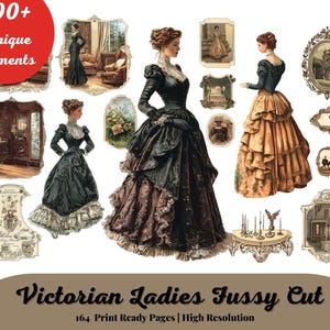 Victorian Ladies Fussy Cut Pages, Vintage Woman Fussy Cut Ephemera Sheet, Victorian Era Journal Add On Kit, Victorian Mixed Media Collage
