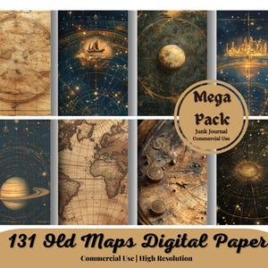 Alte Landkarten Texturen, Digitales Papier, Junk Journal Seiten, Vintage Grunge Karten Texturen, druckbares Galaxy Ephemera Sammelalbum