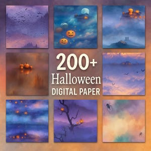 200+ Halloween Digital Paper, Halloween, Scrapbook Paper, Watercolor, Halloween Background, Diy, Commercial Use, Digital Download
