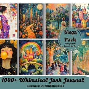 1000+ Watercolor Whimsy Backgrounds, Digital Download Paper Set, Whimsical, Quirky, Junk Journal, Scrapbook, Floral Card Making Pack