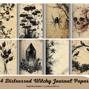 Distressed Witchy Journal Paper, Digital Paper, printable grimoire spell book witch junk journal grunge texture instant download