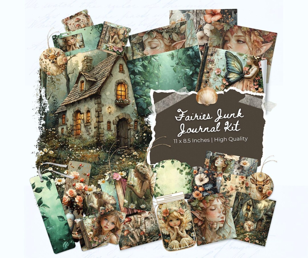 Fairies Junk Journal Kit, Fairy Collage Printables, Digital Fairy Kit ...