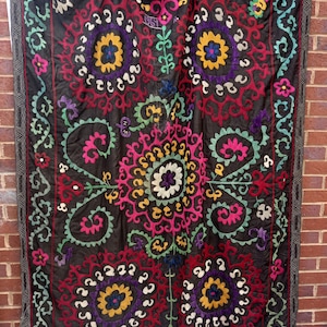 Large Suzani hand embroidered Central Asian 1964