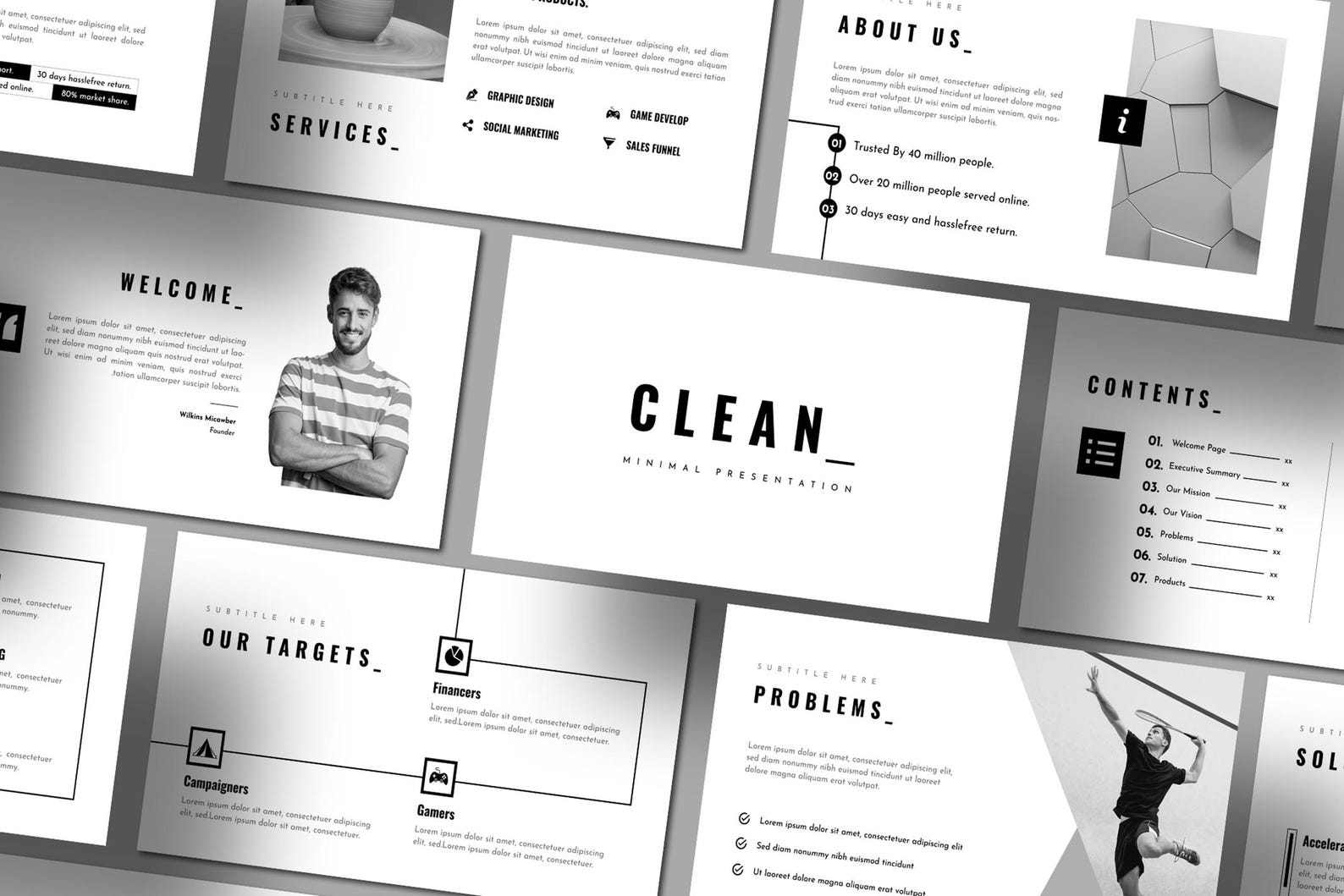 Clean Minimal Business Powerpoint Presentation Template - Etsy