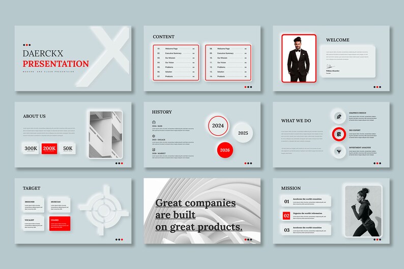 Modern & Clean Business Powerpoint Presentation Template - Etsy