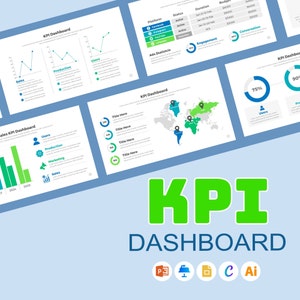 Diagrammi modello infografica KPI per diapositiva Google/PPT/KEY/Canva/eps
