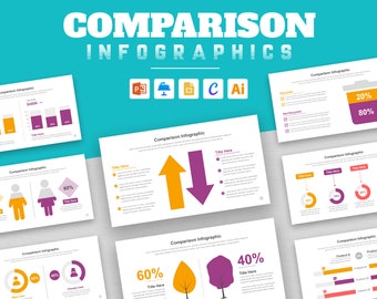 Comparison Infographic Templates |  Easy Edit | Colorful Slides | Google Slide, PowerPoint, Illustrator, Keynote, Canva