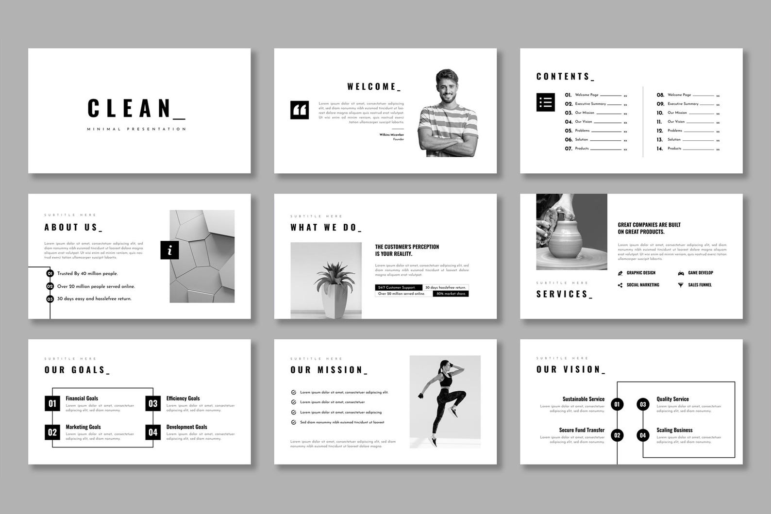 Clean Minimal Business Powerpoint Presentation Template - Etsy